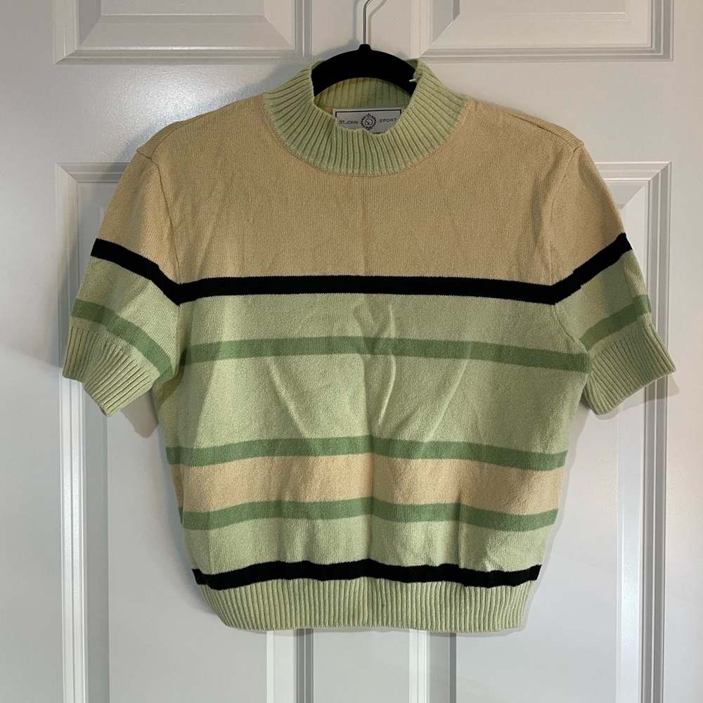 St John Sport vintage sweater crop top short sleeve preppy school